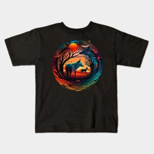 trippy wolf Kids T-Shirt